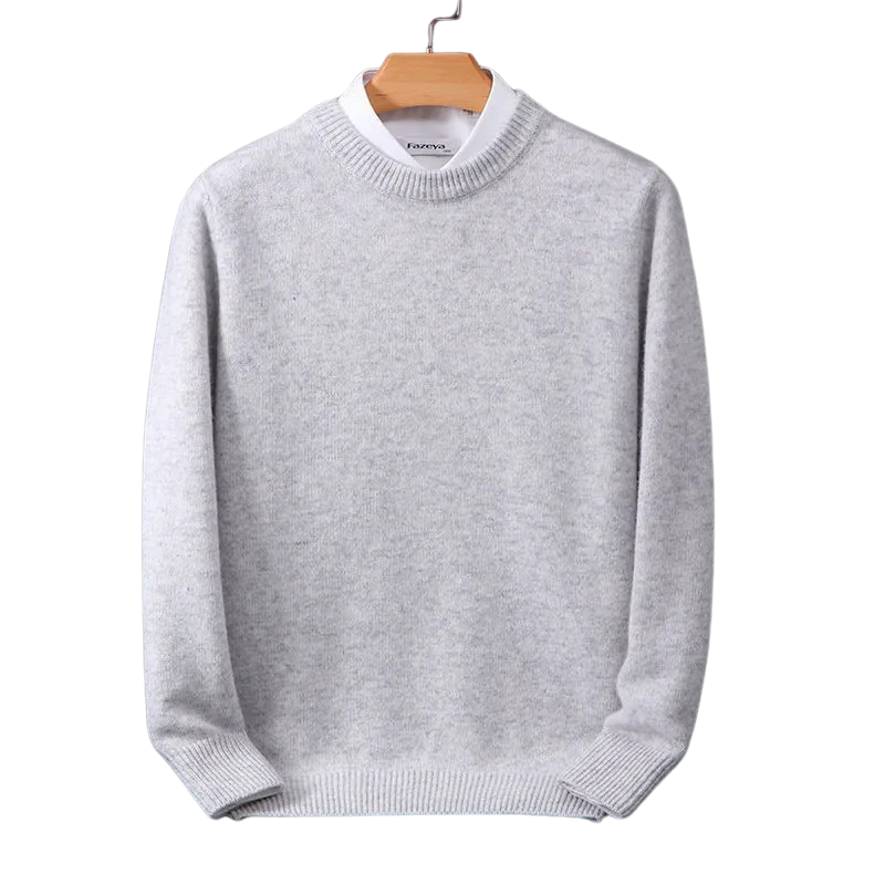 Luksuriøs herre kasjmirgenser. Myk, varm strikkegenser for elegant stil om vinteren og høsten.