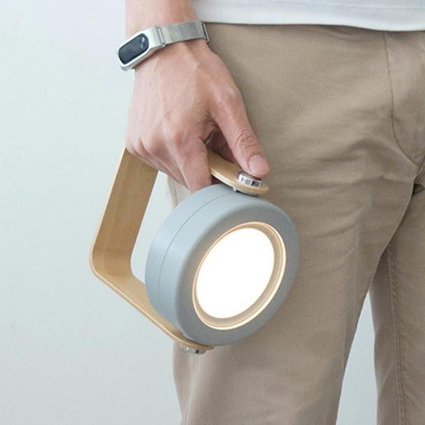 Allsidig 7-i-1 hvit/grå LED-bordlampe, Foldy, med justerbart lys og roterbart håndtak.
