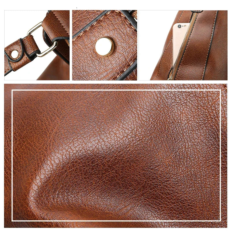 Detaljbilde av elegant skinnveske. Viser luksuriøst skinn og kvalitetsdetaljer på denne romslige damevesken.