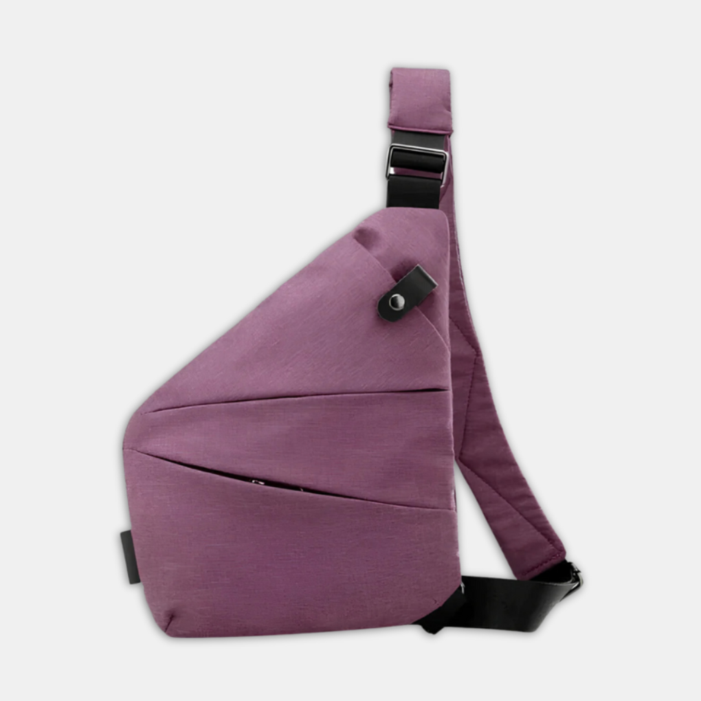 Sikker oppbevaring av mobil, lommebok og pass i denne tyverisikre crossbody vesken.