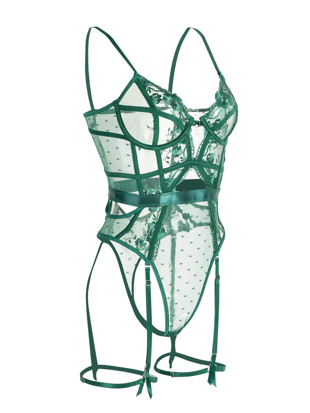 Kvinners grønne blonde bodysuit med underwire. Perfekt moteundertøy for spesielle anledninger og eleganse.