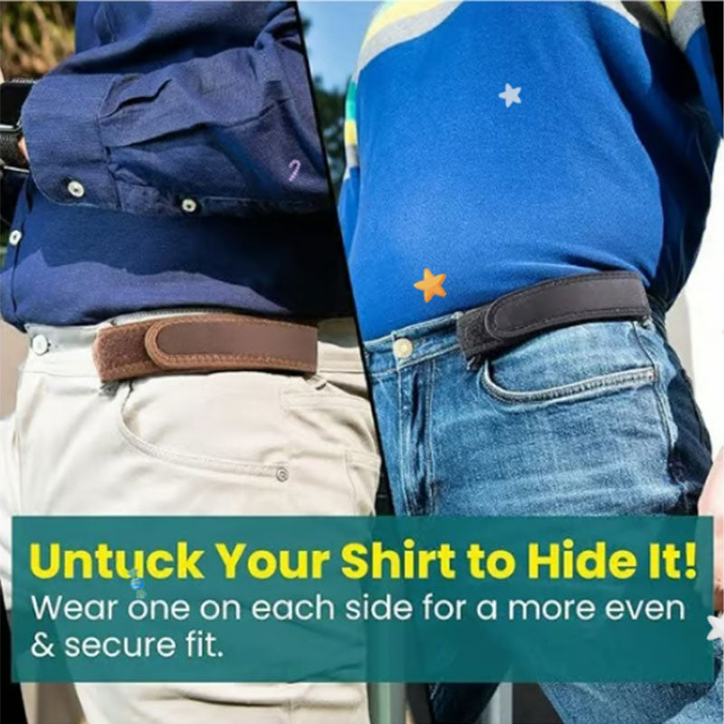 Brunt spenneløst menns belte, allsidig for både dressbukser og jeans. Komfortabelt og justerbart.
