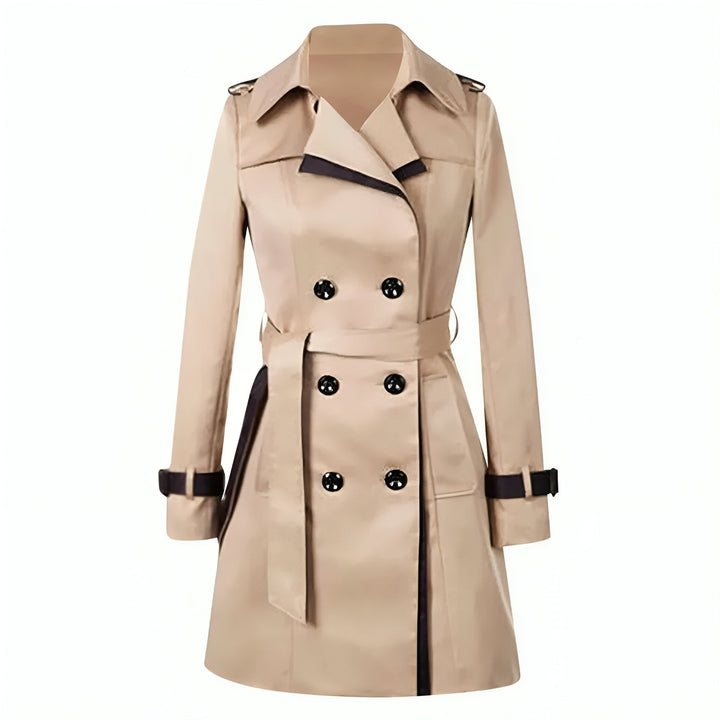 Elegant lang trenchcoat for dame. Tidløs stil og allsidig allværsjakke for vår og høst, med justerbar midje.