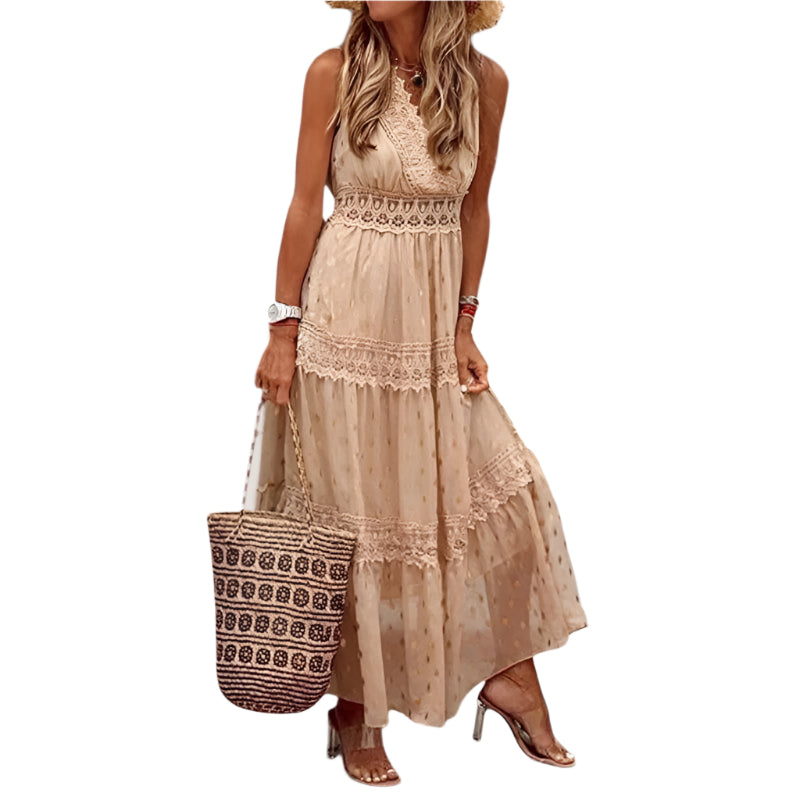 Boho maxikjole i lett bomull for dame, perfekt sommerkjole med avslappet stil.