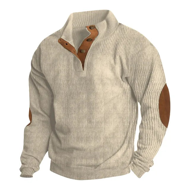 Herrejakke med ståkrage, en komfortabel og slitesterk fritidsgenser for kjølige vår- og høstdager.