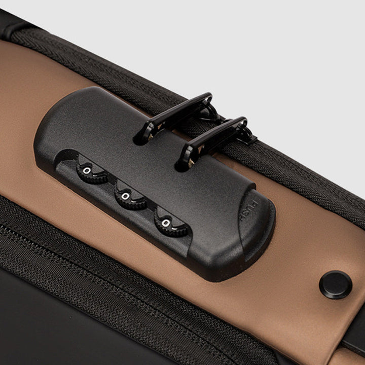 Fasjonabel brun ryggsekk for menn, vanntett skulderveske med USB-port, for sport og fritid.