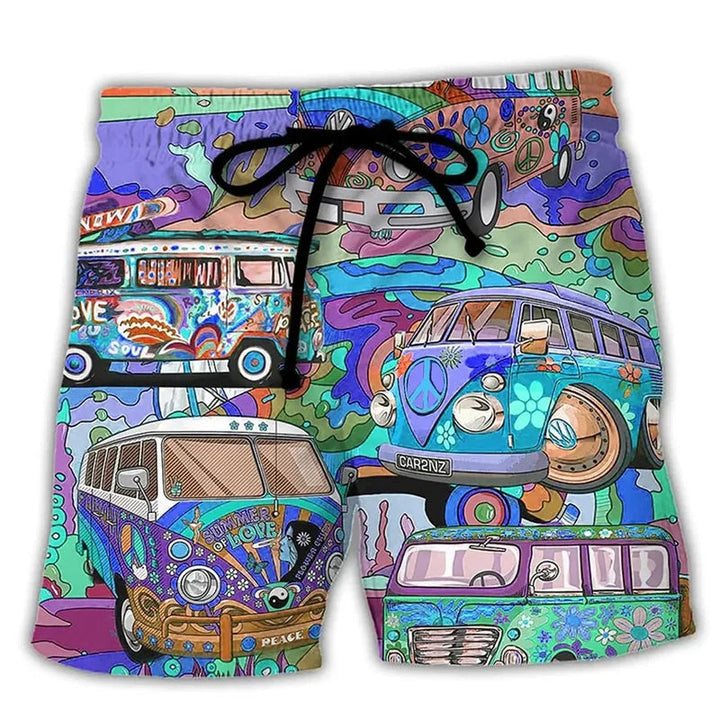Mote shorts for menn i grafitti-stil, perfekt for strand, basseng og sommeraktiviteter.