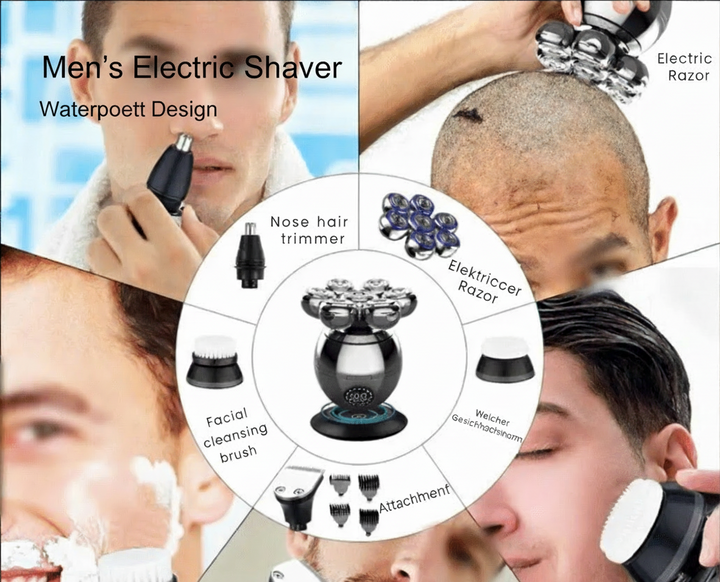 Vanntett elektrisk barbermaskin med 7D flexhode, ideell for menns grooming. Gir komfortabel og glatt barbering.