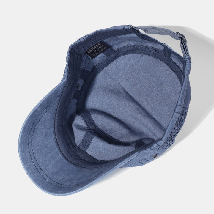Grønn flat cap for menn, justerbar passform. Robust militærstil hodeplagg.