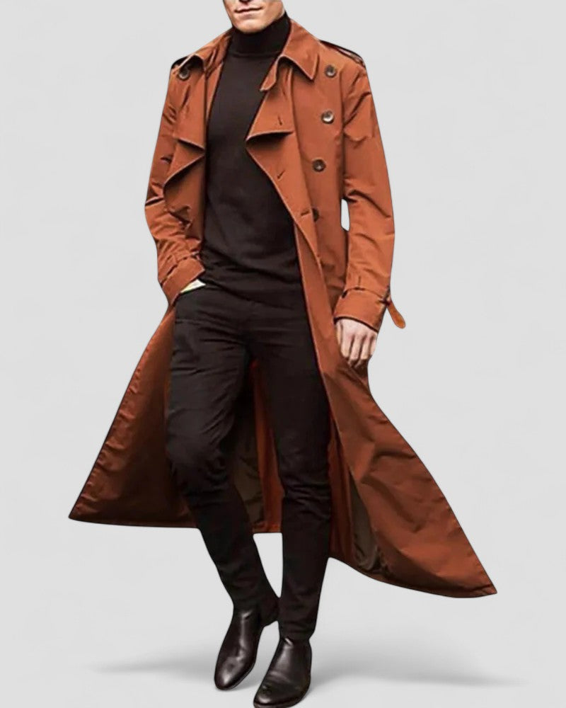 Stilig menns dobbeltspent trenchcoat, en allsidig motefrakk som passer til både høst og vinter.