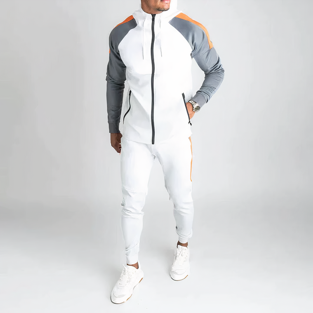 Menns sporty treningsdress for komfort og stil, perfekt for fritid og hverdag.