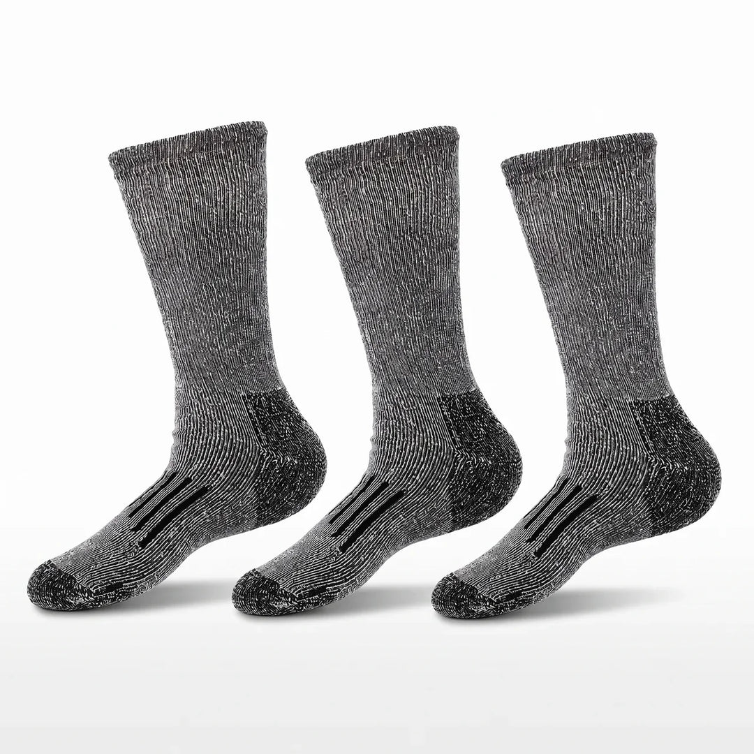 Komfortable, varme unisex merinoullsokker i 3-pakk. Slitesterke ullsokker (80% ull) for vinteraktiviteter og fotturer.