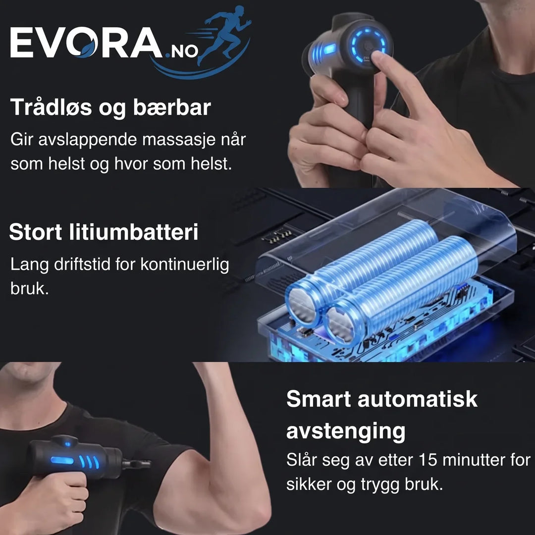 Mini Massasjepistol med 8 massasjehoder og 5 hastighetsnivåer