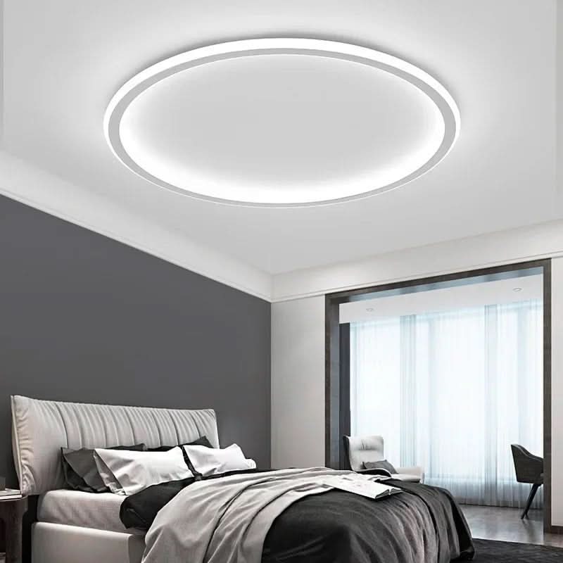 Energieffektiv LED-taklampe. Minimalistisk, rund og moderne skandinavisk takbelysning.