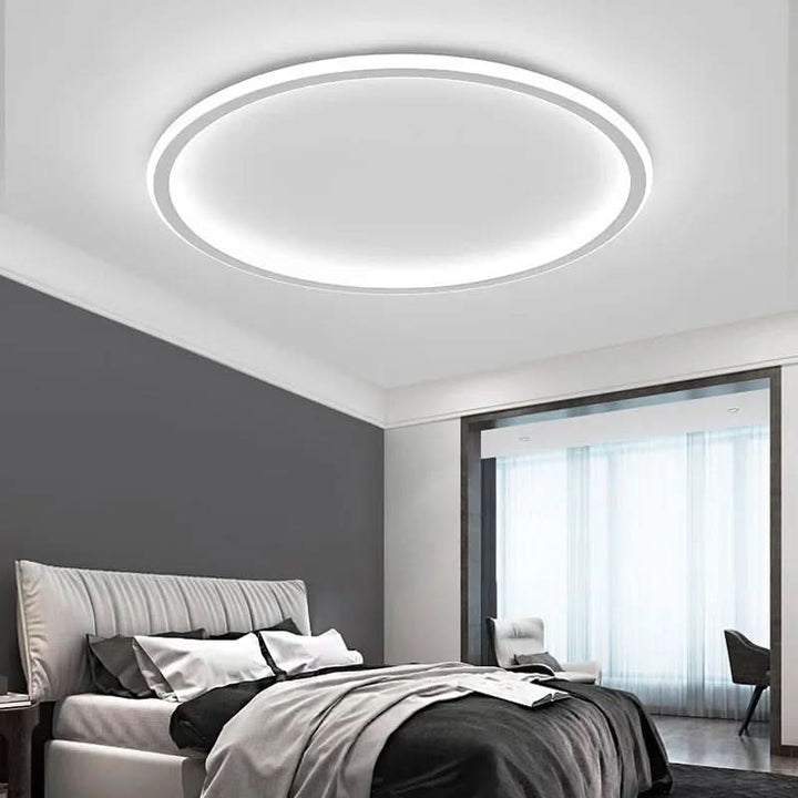 Energieffektiv LED-taklampe. Minimalistisk, rund og moderne skandinavisk takbelysning.
