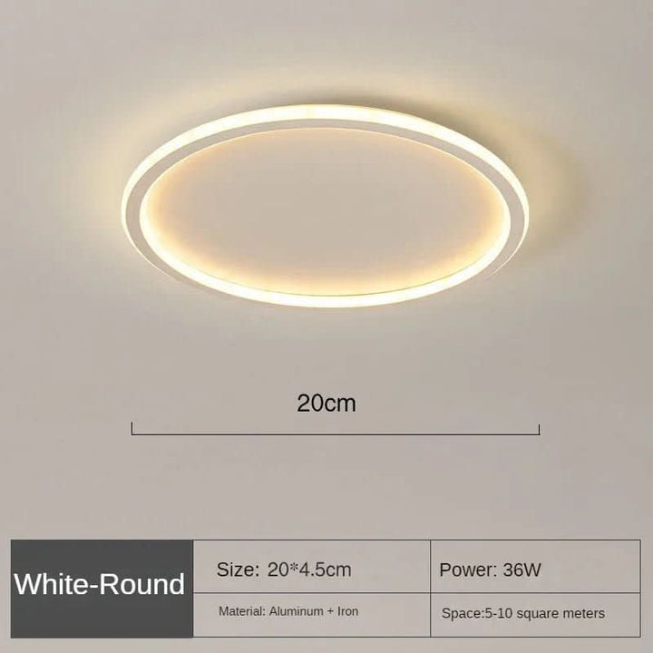 Moderne kontorlampe. Rund LED-taklampe i skandinavisk stil. Energieffektiv belysning.