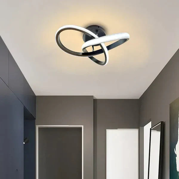 Minimalistisk designlampe, dobbel ring LED taklampe. Moderne stil for innendørs belysning.