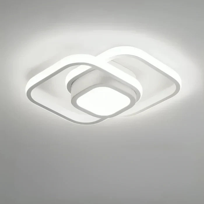 Moderne LED-belysning, dobbel ring. Designlampe for stue, gir behagelig og jevnt lys.