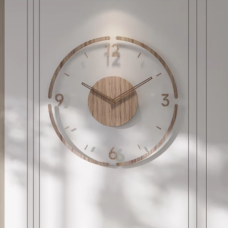 Elegant analog klokke; en dekorativ og funksjonell detalj for minimalistisk hjemmedekor.