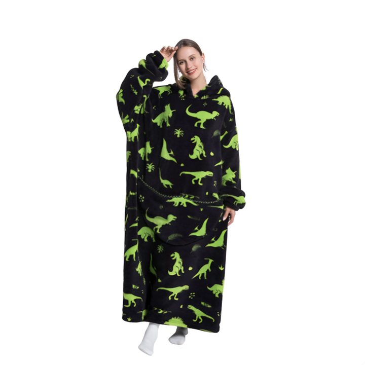 Varm og fluffy oversized flanell hettegenser, perfekt for innekos.
