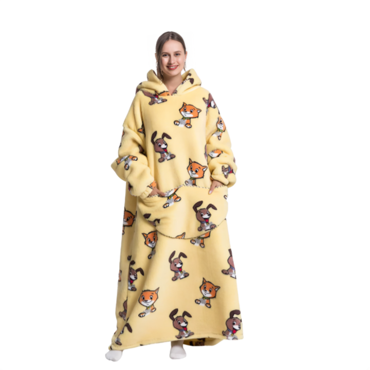 Unngå kulden med en varm oversized flanell hettegenser for voksne.