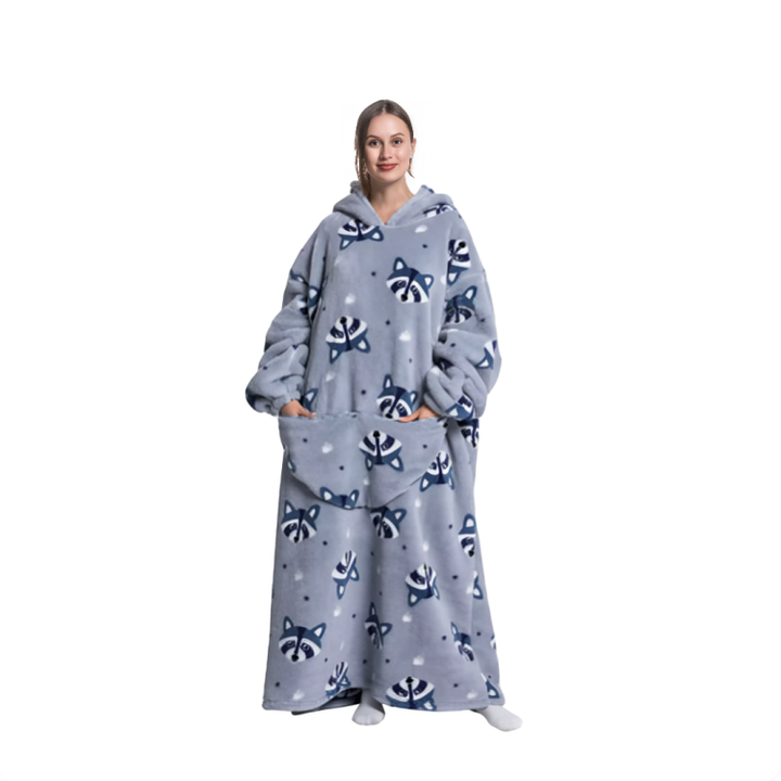 Grønn oversized flanell hettegenser, myk og komfortabel for alle aldre.