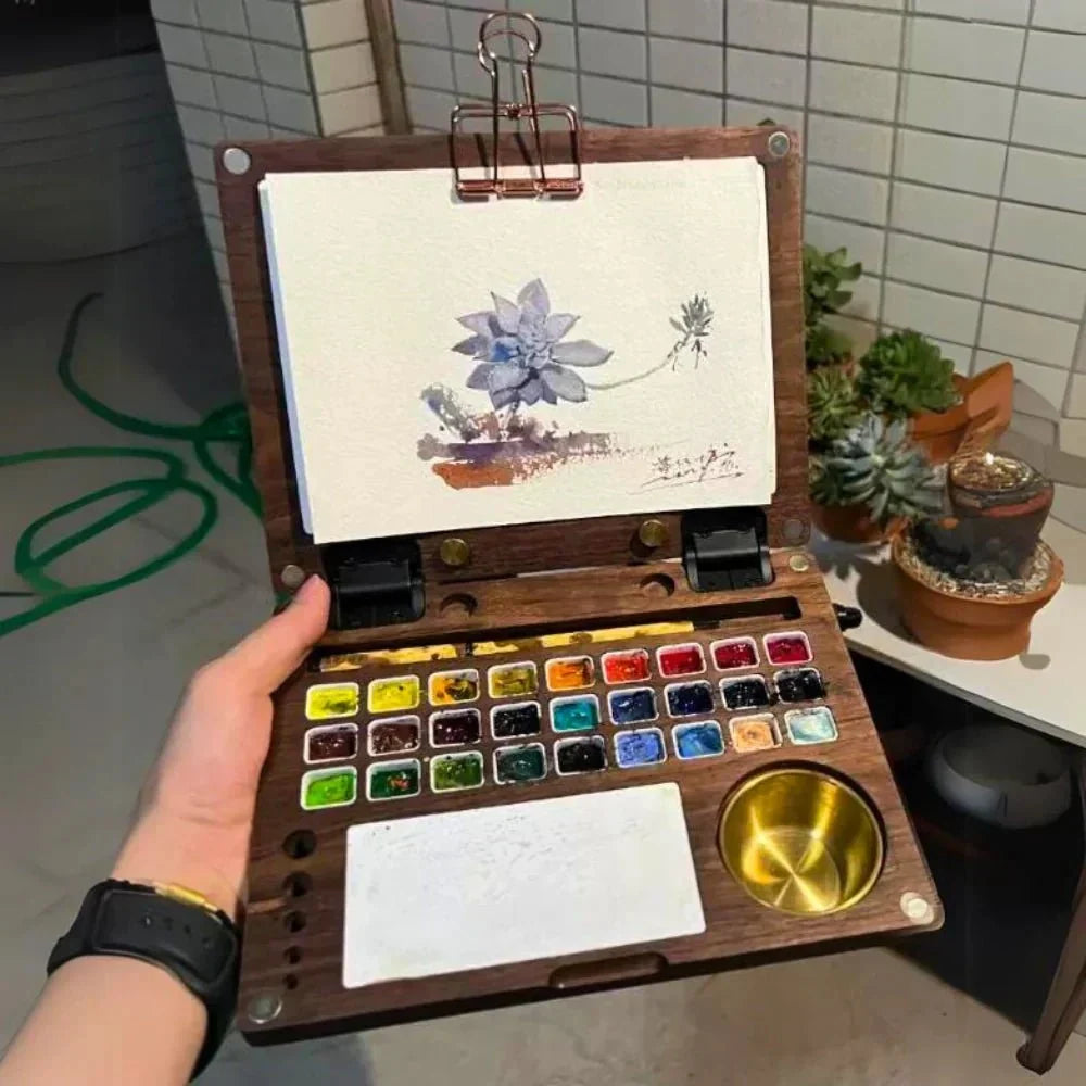PortaPalette bærbar malestasjon for kunstnere, perfekt til å male utendørs eller på reise.