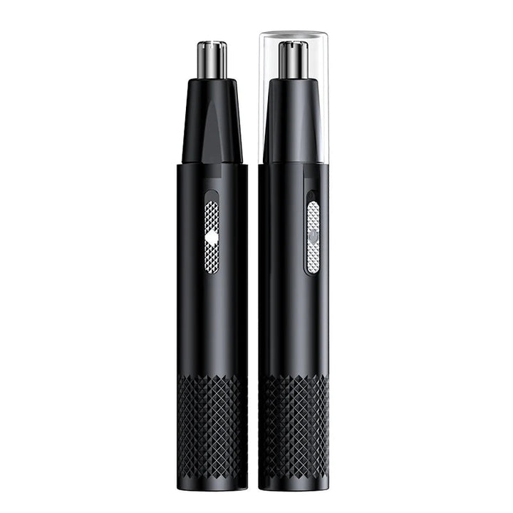 Bærbar unisex nesehårtrimmer vist. USB oppladbar for presis og enkel trimming, velstelt grooming og personlig pleie på reise.
