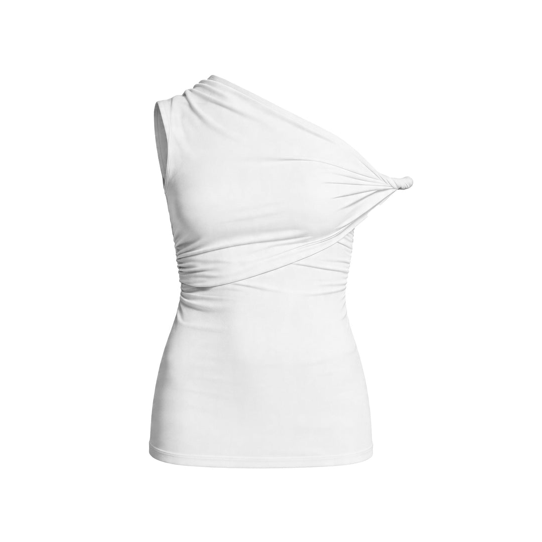 Komfortabel drapert dame topp med rynker, ideell for både fest og elegant hverdagsbruk. Moderne og feminin.