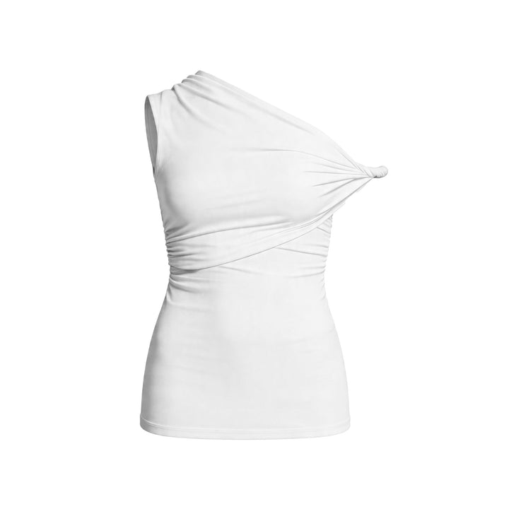 Komfortabel drapert dame topp med rynker, ideell for både fest og elegant hverdagsbruk. Moderne og feminin.