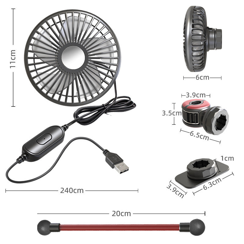 Kompakt rød USB-vifte for skrivebord, unisex modell, perfekt som kjøleprodukt for kontor og sommer.