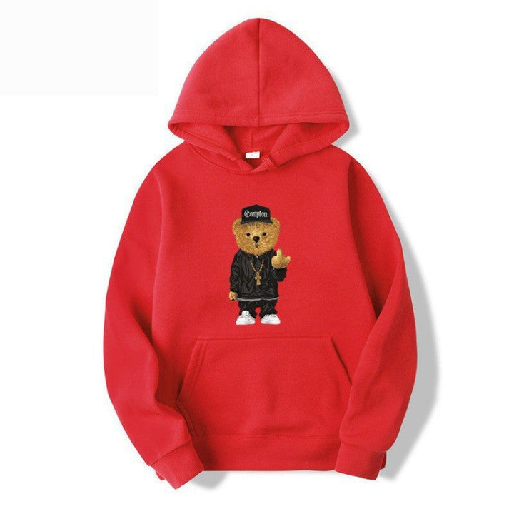Myk og pustende dame hettegenser, sweatshirt med bjørnemotiv for komfortabel fritid.