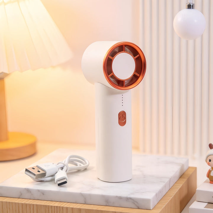 Oppladbar håndvifte med USB-port, lang batterilevetid, essensiell for kvinner som trenger personlig kjøling om sommeren.