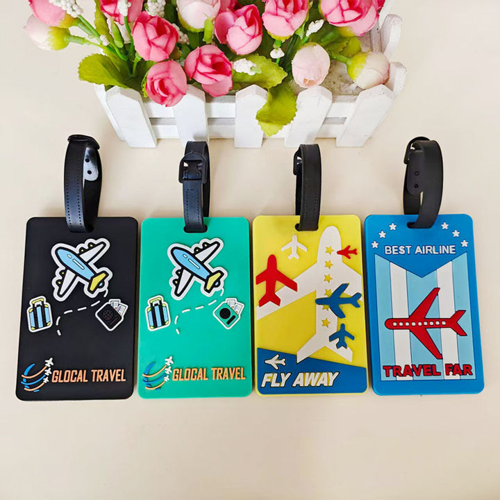 Detalj av unisex silikon bagasjelapp med unikt flydesign. Perfekt koffertmerke for rask identifikasjon av bagasje.