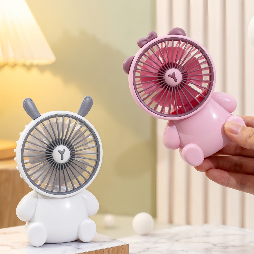 Søt bærbar mini håndvifte med dyredesign. USB-vifte for personlig kjøling om sommeren, reise og kontor.