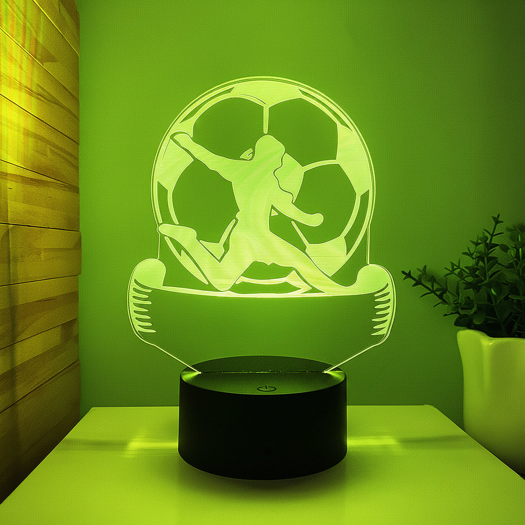 Trendy 3D fotball LED nattlampe for ungdomsrom, justerbare 16 farger.