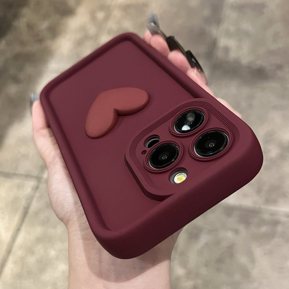 Populært brun hjerte silikon deksel, flott tilbehør og gaveide for iPhone 11, 12, 13, 14, 15.