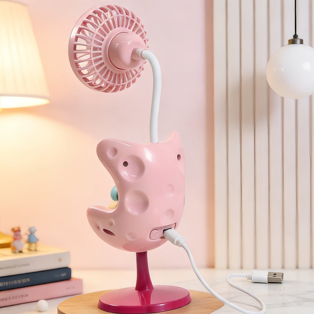 Dekorativ grønn bjørnevifte, USB-drevet bordvifte perfekt for barn eller kontor på varme sommerdager.