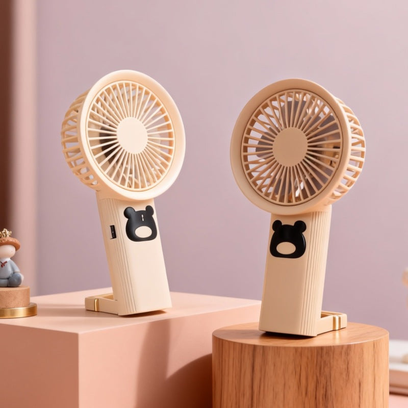 Bærbar håndvifte med søtt dyremotiv, perfekt for personlig avkjøling på sommerreise. Stille USB-vifte for kvinner og menn.