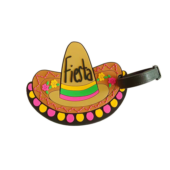 Bagasjelapp med sombrero, enkel å feste til kofferten. Perfekt for en bekymringsløs ferie og reise.