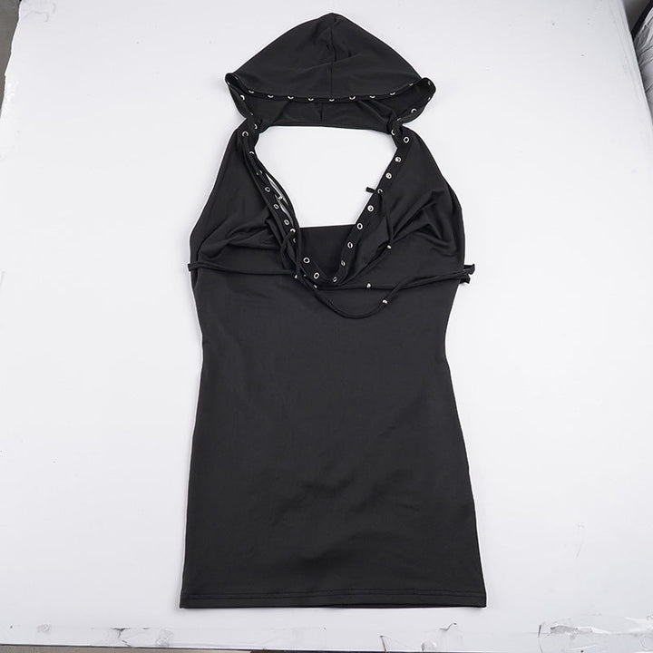 Dame hettegenser med dekorative snøringsdetaljer, perfekt for en komfortabel og trendy urban fritidslook.