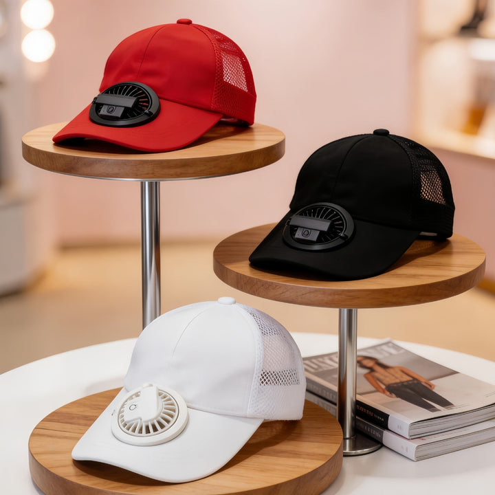 Stilren unisex viftehatt i pustende stoff, ideell for utendørsaktiviteter, friluft og festival. Holder deg sval.