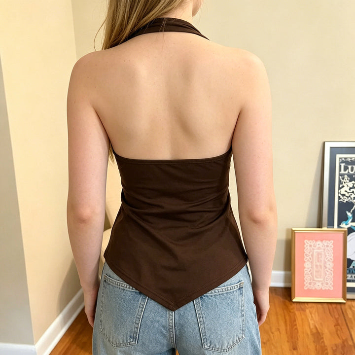 Damer Elegant Halter-badedrakt med Luksuriøse Broderier
