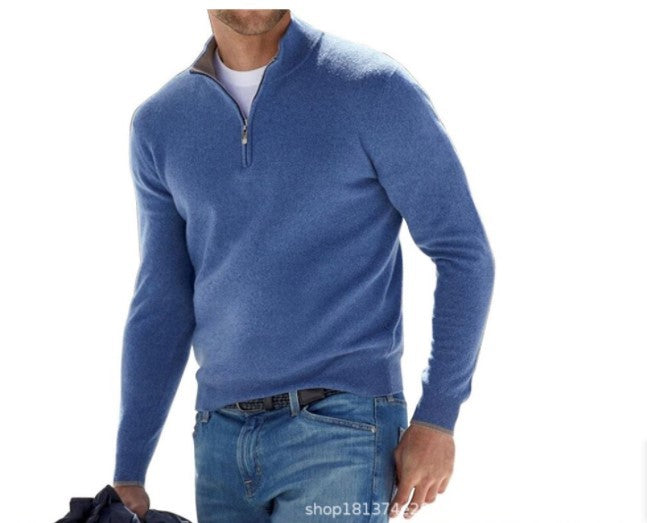 Herre genser med half zip i en klassisk farge, et allsidig must-have plagg.