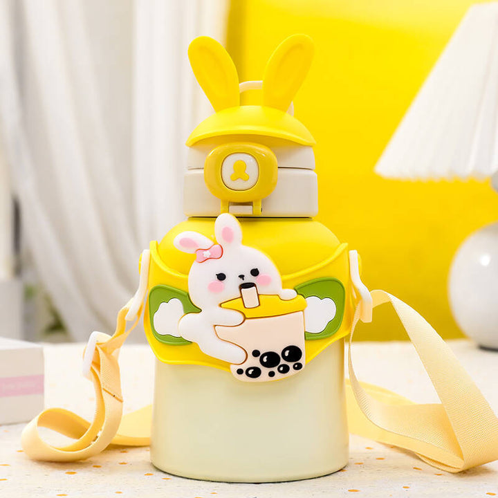 Ergonomisk reiseflaske med dyremotiv og robust bærerem. Praktisk unisex vannflaske for aktiv hydrering.