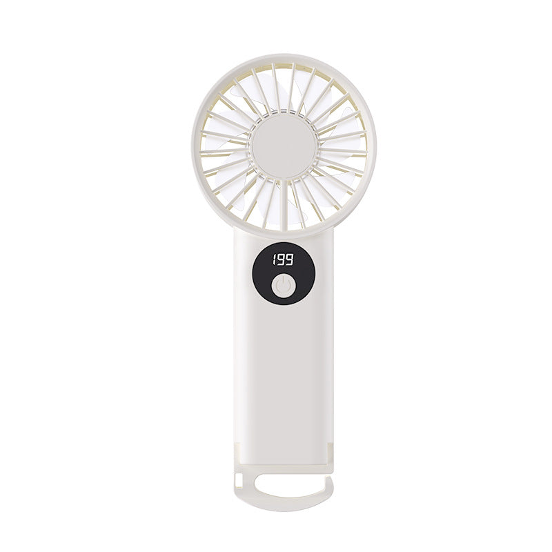 Bærbar minivifte i håndflaten, perfekt for å holde seg sval. En essensiell gadget for reise, kontor og varme dager.