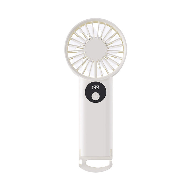 Bærbar minivifte i håndflaten, perfekt for å holde seg sval. En essensiell gadget for reise, kontor og varme dager.