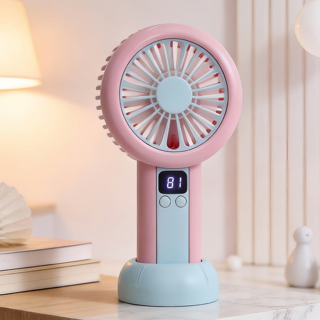 Unisex mini-vifte i flere farger, med LED-display, USB-lading og justerbare hastigheter for maksimal kjøling.