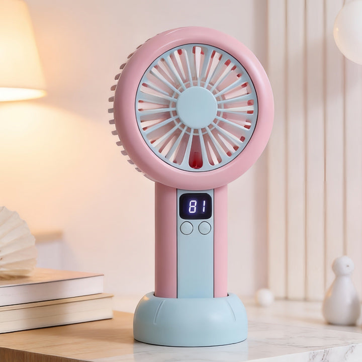 Unisex mini-vifte i flere farger, med LED-display, USB-lading og justerbare hastigheter for maksimal kjøling.
