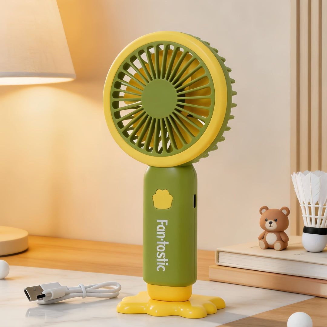 Stilig bærbar håndvifte med dyredesign for sommeren. Leverer frisk luft og er enkel å ta med overalt.